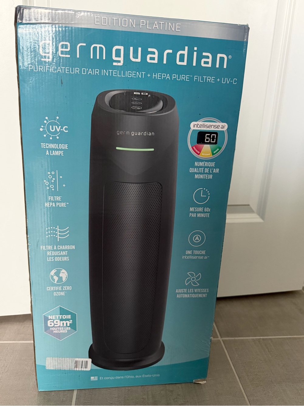 Black Air Purifier with HEPA & UV-C